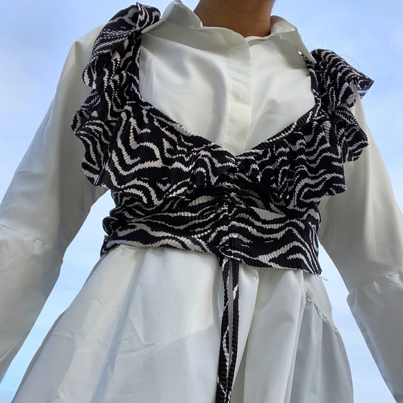 Zebra print pleated, micro pleats cute zara top - Picture 1 of 2